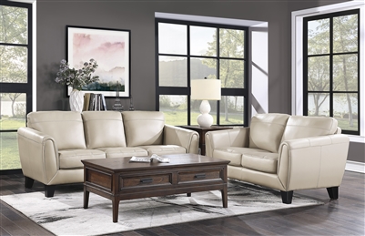 Spivey 2 Piece Sofa Set in Beige by Home Elegance - HEL-9460BE