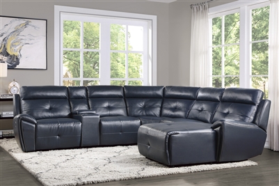 Avenue Reclining Sectional Sofa with Right Chaise by Home Elegance - HEL-9469NVB-6LRRC