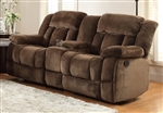 Laurelton Double Reclining Love Seat in Chocolate by Home Elegance - HEL-9636-2