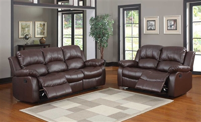 Cranley 2 Piece Power Double Reclining Sofa Set in Brown by Home Elegance - HEL-9700BRW-PW