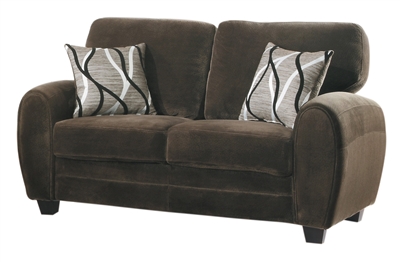 Rubin Love Seat in Chocolate by Home Elegance - HEL-9734CH-2