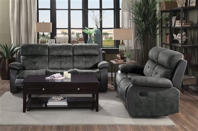 Acadia 2 Piece Double Reclining Sofa Set in Two-tone Gray by Home Elegance - HEL-9801GY