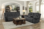 Nutmeg 2 Piece Double Reclining Sofa Set in Charcoal by Home Elegance - HEL-9901CC