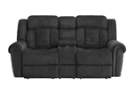 Nutmeg Double Reclining Love Seat in Charcoal by Home Elegance - HEL-9901CC-2