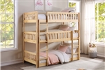 Bartly Triple Bunk Bed in Natural Pine Finish by Home Elegance - HEL-B2043TTT-1