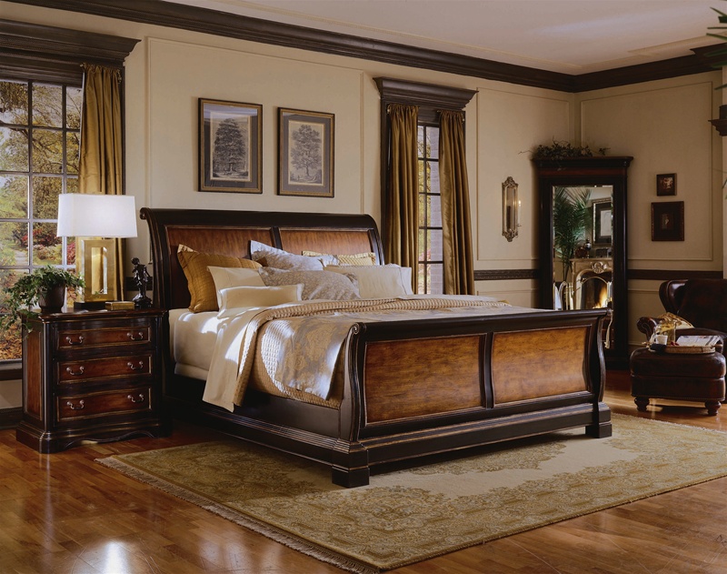 Preston Ridge Sleigh Bed 6 Piece Bedroom Set in Two-Tone with Distressed  Black Finish by Hooker Furniture HF-864-90-220