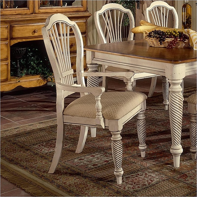 Wilshire 7 Piece Rectangle Dining Set in Antique White and Pine Two Tone  Finish by Hillsdale Furniture - 4508-819-7