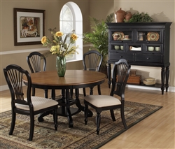 Wilshire 5 Piece Round/Oval Dining Set in Rubbed Black and Antique Pine Two Tone Finish by Hillsdale Furniture - 4509-816-5