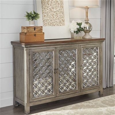 Westridge 3 Door Accent Cabinet in White Dusty Wax Finish and Wire Brushed Gray by Liberty Furniture - 2012-AC5636