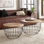 Akins Nesting Caged Accent Tables in Weathered Honey w/ Pewter Base Finish by Liberty Furniture - LIB-2101-AT2000