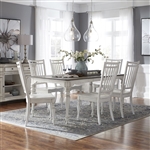 Magnolia Manor Leg Table 7 Piece Spindle Back Chair Dining Set in Antique White Finish by Liberty Furniture - 244-CD-O7LGS