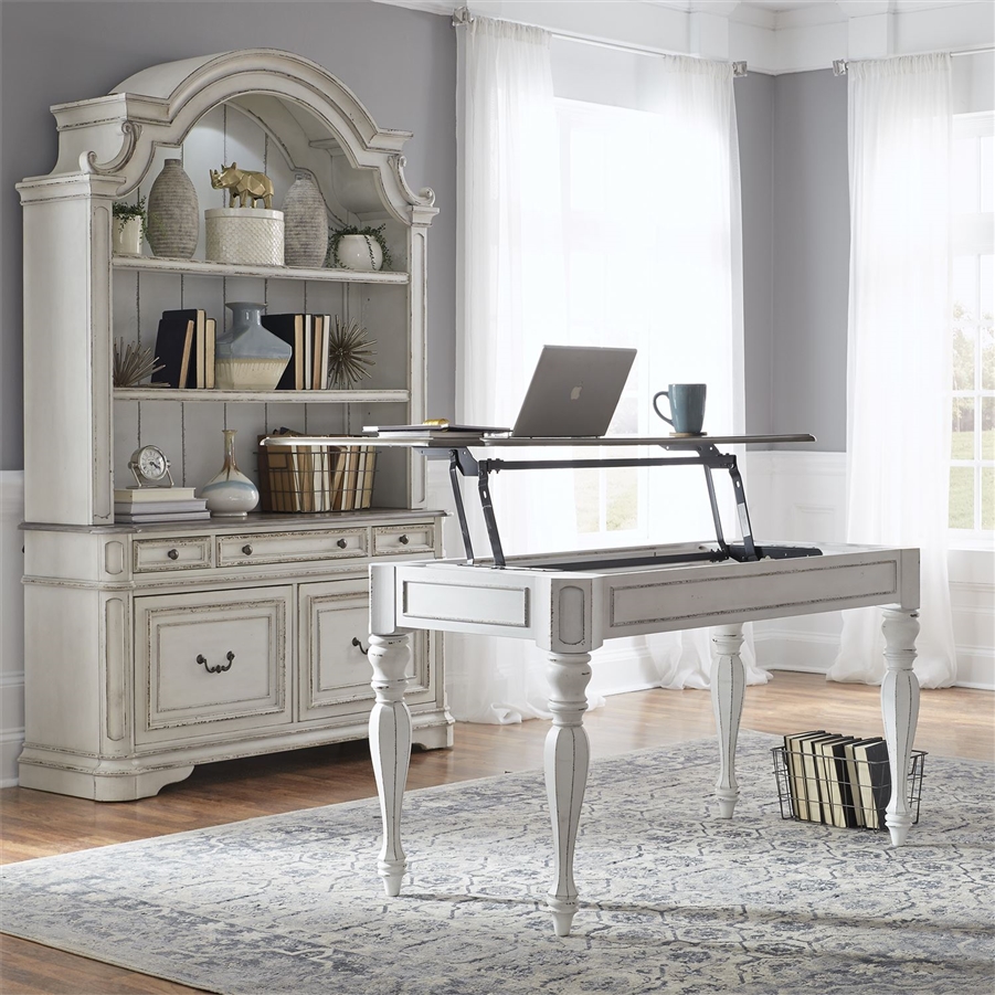 32 Gray Desk with Hutch & Drawers by Monarch –