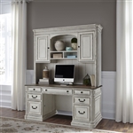 Magnolia Manor Jr Executive Credenza and Hutch in Antique White Finish by Liberty Furniture - 244-HOJ-CHS