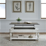 Magnolia Manor Lift Top Cocktail Table in Antique White & Weathered Bark Finish by Liberty Furniture - LIB-244-OT1012