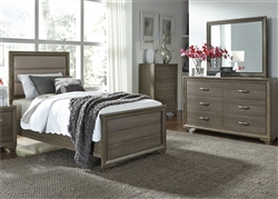 Hartly Upholstered Bed 4 Piece Youth Bedroom Set in Gray Wash Finish by Liberty Furniture - 283-BR-TUB