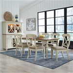 Ocean Isle 7 Piece X Back Side Chairs Dining Set in Bisque with Natural Pine Finish by Liberty Furniture - 303-CD-O7RLS