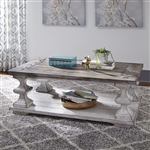 Sedona Cocktail Table in Heavy Distressed White Finish with Gravel Tops by Liberty Furniture - 331-OT