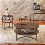 Breckenridge 3 Piece Round Cocktail Table Set in Mahogany Spice w/ Pewter Metal Finish by Liberty Furniture - LIB-348-OT-3PCS