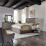 Modern Farmhouse Panel Bed in Distressed Dusty Charcoal Finish by Liberty Furniture - 406-BR-QPB