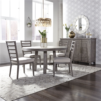 Modern Farmhouse Round Table 5 Piece Dining Set in Dusty Charcoal Finish by Liberty Furniture - 406-DR-5ROS