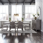 Modern Farmhouse Trestle Table 5 Piece Dining Set in Dusty Charcoal Finish by Liberty Furniture - 406-DR-O5TRS