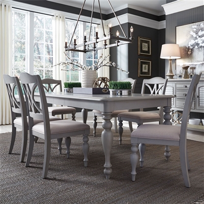 Summer House Rectangular Leg Table 7 Piece Dining Set in Dove Grey Finish by Liberty Furniture - 407-CD-7RLS