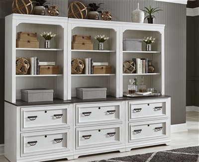 Allyson Park 6 Piece Library Wall in Wirebrushed White Finish by Liberty Furniture - 417-6