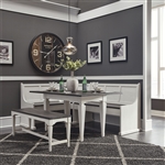Allyson Park Nook 5 Piece Dining Set in Wirebrushed White Finish with Wire Brushed Charcoal Tops by Liberty Furniture - 417-DR-5LTS