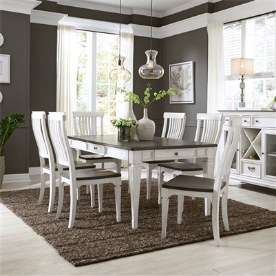 Allyson Park Rectangular Leg Table 7 Piece Dining Set in Wirebrushed White Finish with Wire Brushed Charcoal Tops by Liberty Furniture - 417-DR-7RLS