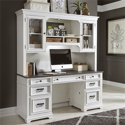 Allyson Park Credenza and Hutch in Wirebrushed White Finish by Liberty Furniture - 417-HOJ-CHS