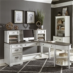 Allyson Park L Shaped Desk with Hutch in Wirebrushed White Finish by Liberty Furniture - 417-HOJ-LSD
