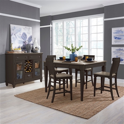 Allyson Park Gathering Counter Height Table 5 Piece Dining Set in Wirebrushed Black Forest w/ Ember Gray Top Finish by Liberty Furniture - LIB-417B-DR-5GTS