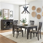 Allyson Park Rectangular Leg Table 5 Piece Dining Set in Wirebrushed Black Forest Finish with Ember Gray Tops by Liberty Furniture - 417B-DR-5RLS