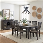 Allyson Park Rectangular Leg Table 7 Piece Dining Set in Wirebrushed Black Forest Finish with Ember Gray Tops by Liberty Furniture - 417B-DR-7RLS