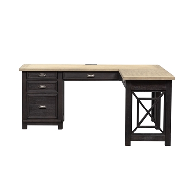 Heatherbrook L Shaped Desk in Charcoal and Ash Finish by Liberty Furniture - 422-HO-LD