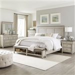 Ivy Hollow Storage Bed 6 Piece Bedroom Set in Weathered Linen Finish with Dusty Taupe Tops by Liberty Furniture - 457-BR-QSBDMN