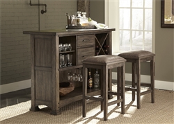 Stone Brook 3 Piece Bar Set in Rustic Saddle Finish by Liberty Furniture - 466-DR-3BAR