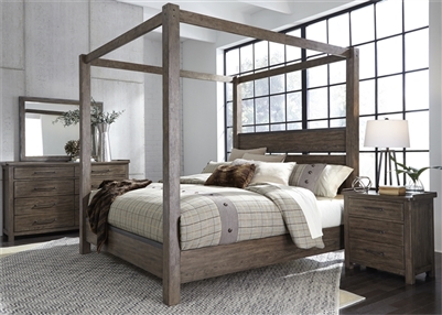 Sonoma Road Canopy Bed in Weather Beaten Bark Finish by Liberty Furniture - 473-BR-QCB