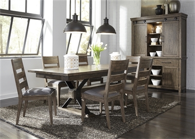 Sonoma Road 5 Piece Trestle Table Set in Weather Beaten Bark Finish by Liberty Furniture - 473-DR-5TRS