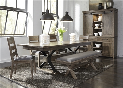 Sonoma Road 6 Piece Trestle Table Set in Weather Beaten Bark Finish by Liberty Furniture - 473-DR-6TRS