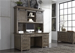 Sonoma Road Credenza and Hutch in Weather Beaten Bark Finish by Liberty Furniture - 473-HO-CHS