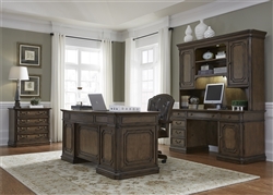 Amelia Jr Executive 5 Piece Home Office Set in Antique Toffee Finish by Liberty Furniture - 487-HOJ-5JES