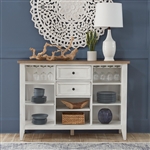 Lakeshore Server in White and Wood Finish by Liberty Furniture - 519WH-SR5640