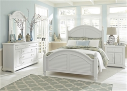 Summer House Poster Bed 6 Piece Bedroom Set in Oyster White Finish by Liberty Furniture - 607-BR-QPSDMN