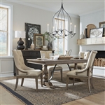 Americana Farmhouse Trestle Table 5 Piece Dining Set in Dusty Taupe Finish by Liberty Furniture - 615-DR-5TRS