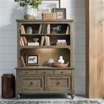 Americana Farmhouse Credenza and Hutch in Dusty Taupe Finish by Liberty Furniture - 615-HO-CHS