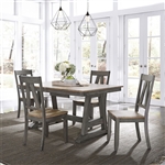 Lindsey Farm 5 Piece Trestle Table Set in Gray and Sandstone Finish by Liberty Furniture - 62-CD-5TRS