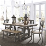 Lindsey Farm 6 Piece Trestle Table Set in Gray and Sandstone Finish by Liberty Furniture - 62-CD-6TRS