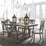 Lindsey Farm 7 Piece Trestle Table Set in Gray and Sandstone Finish by Liberty Furniture - 62-CD-7TRS