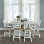 Lindsey Farm 7 Piece Gathering Table Set in Weathered White and Sandstone Finish by Liberty Furniture - 62WH-CD-7GTS